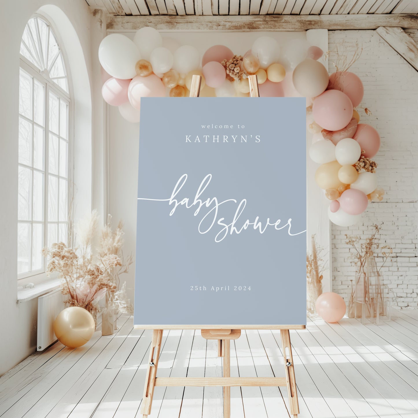 Baby Shower Welcome Sign - Dusty Blue