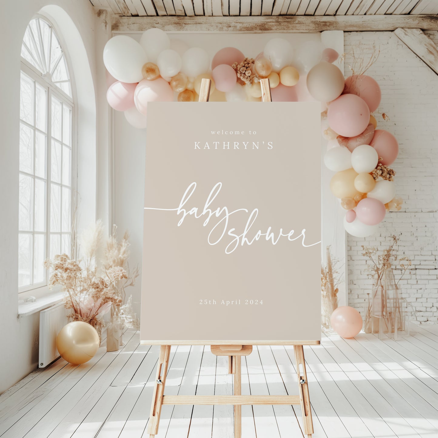 Baby Shower Welcome Sign - Nude