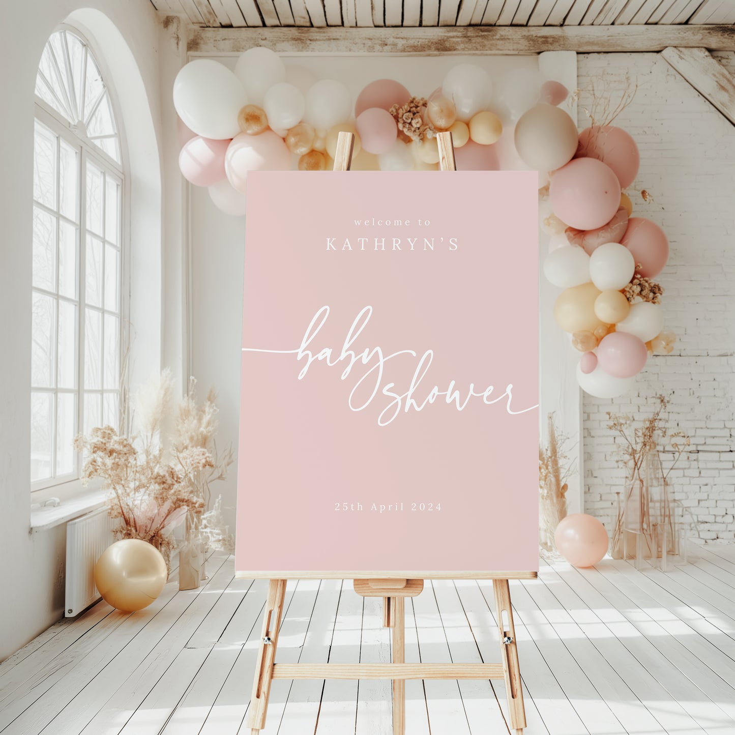 Baby Shower Welcome Sign - Dusty Pink