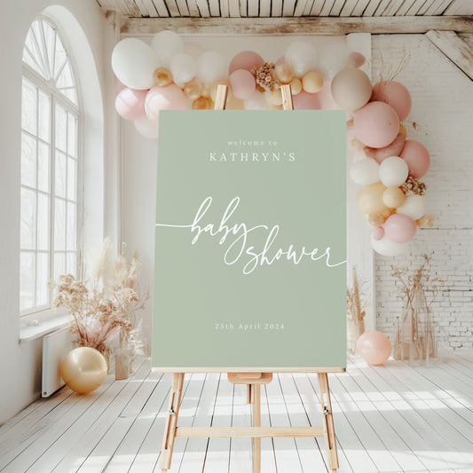 Baby Shower Welcome Sign - Sage Green