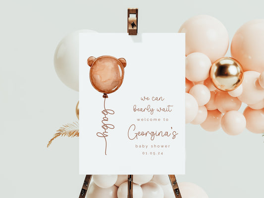 We can Bearly Wait Baby Shower Welcome Sign