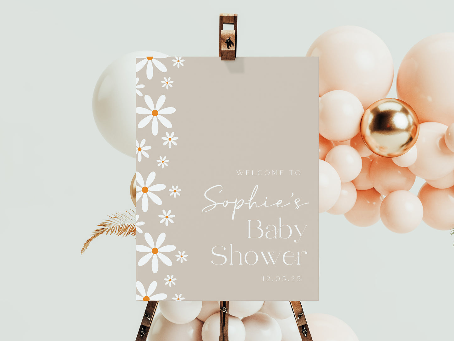 Daisy Baby Shower Welcome Sign - Nude