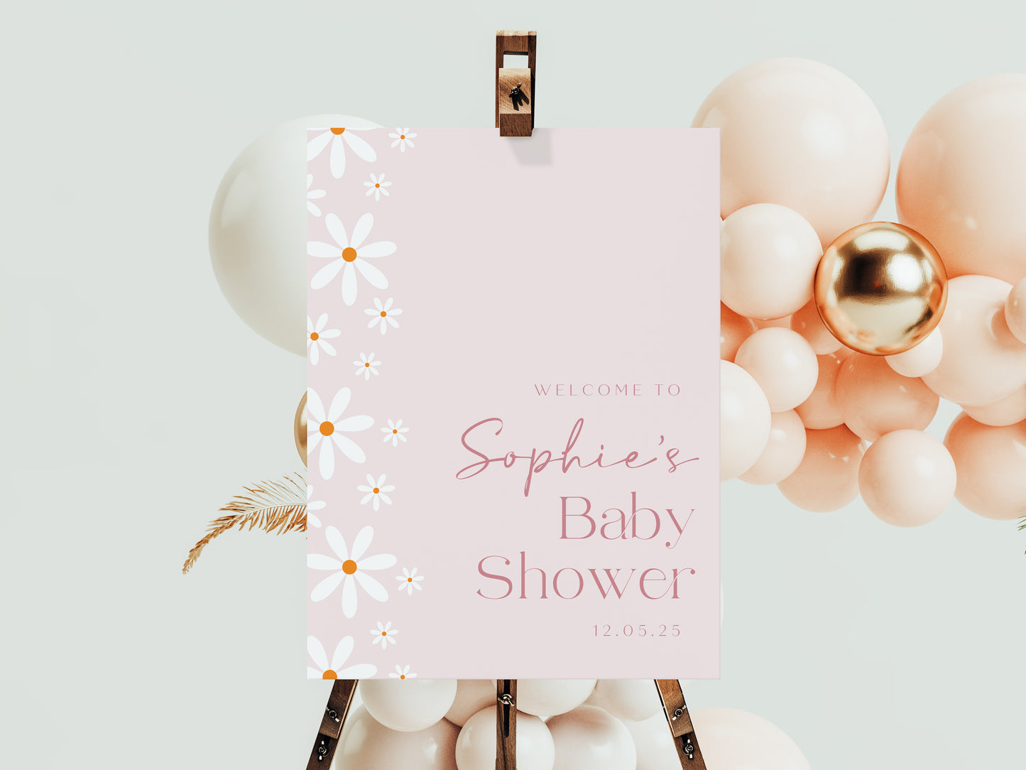 Daisy Baby Shower Welcome Sign - Pink