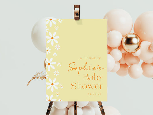 Daisy Baby Shower Welcome Sign - Yellow