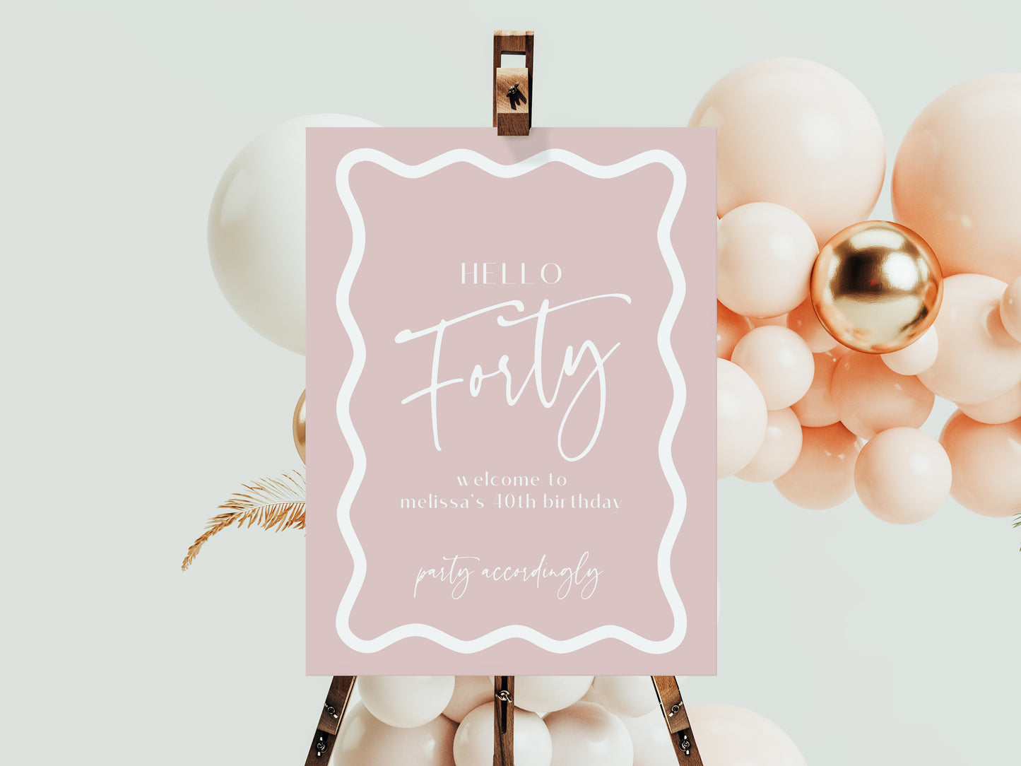 Wavy Border Pink Welcome Birthday Sign