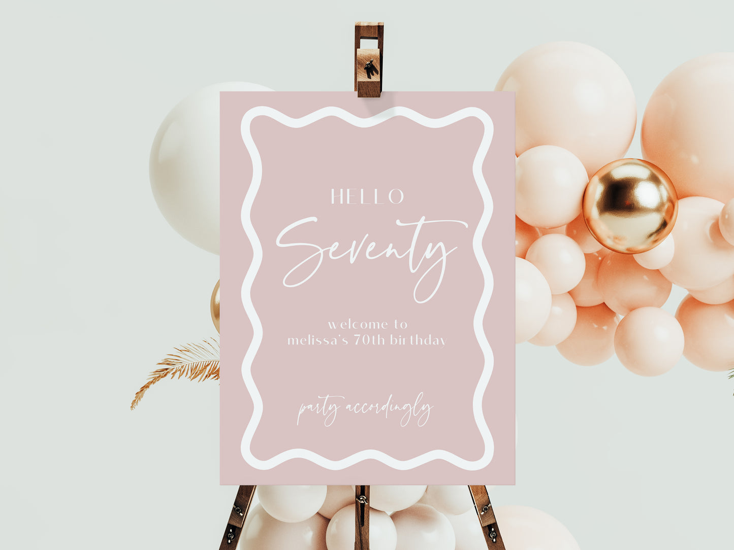 Wavy Border Pink Welcome Birthday Sign