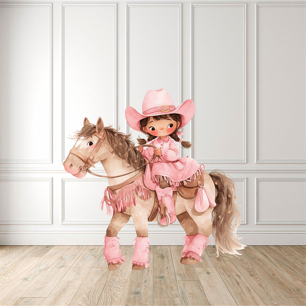 Pink Cow Girl on a Horse 3 Cut Out