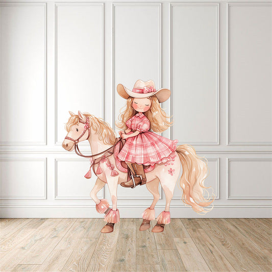 Pink Cow Girl on a Horse Cut Out