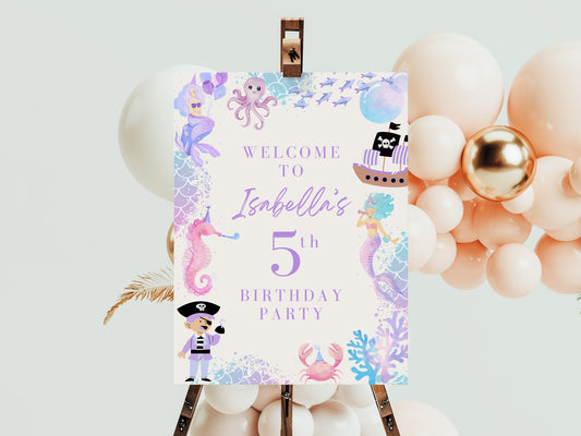 Mermaid Welcome Birthday Sign