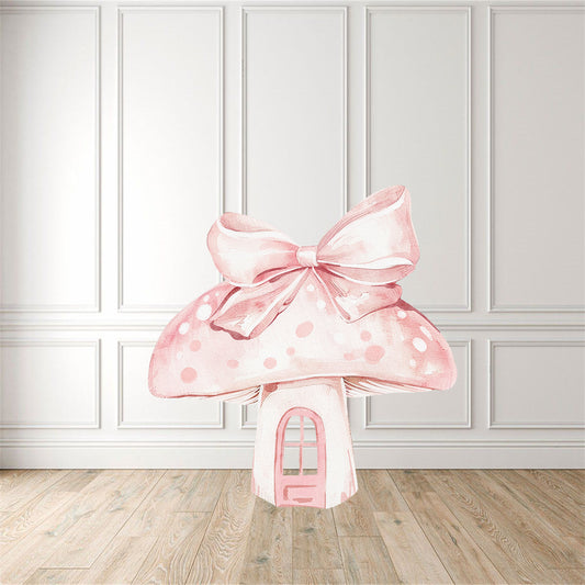 Pink Bow Mushroom Cut Out