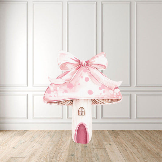 Skinny Pink Bow Mushroom Cut Out