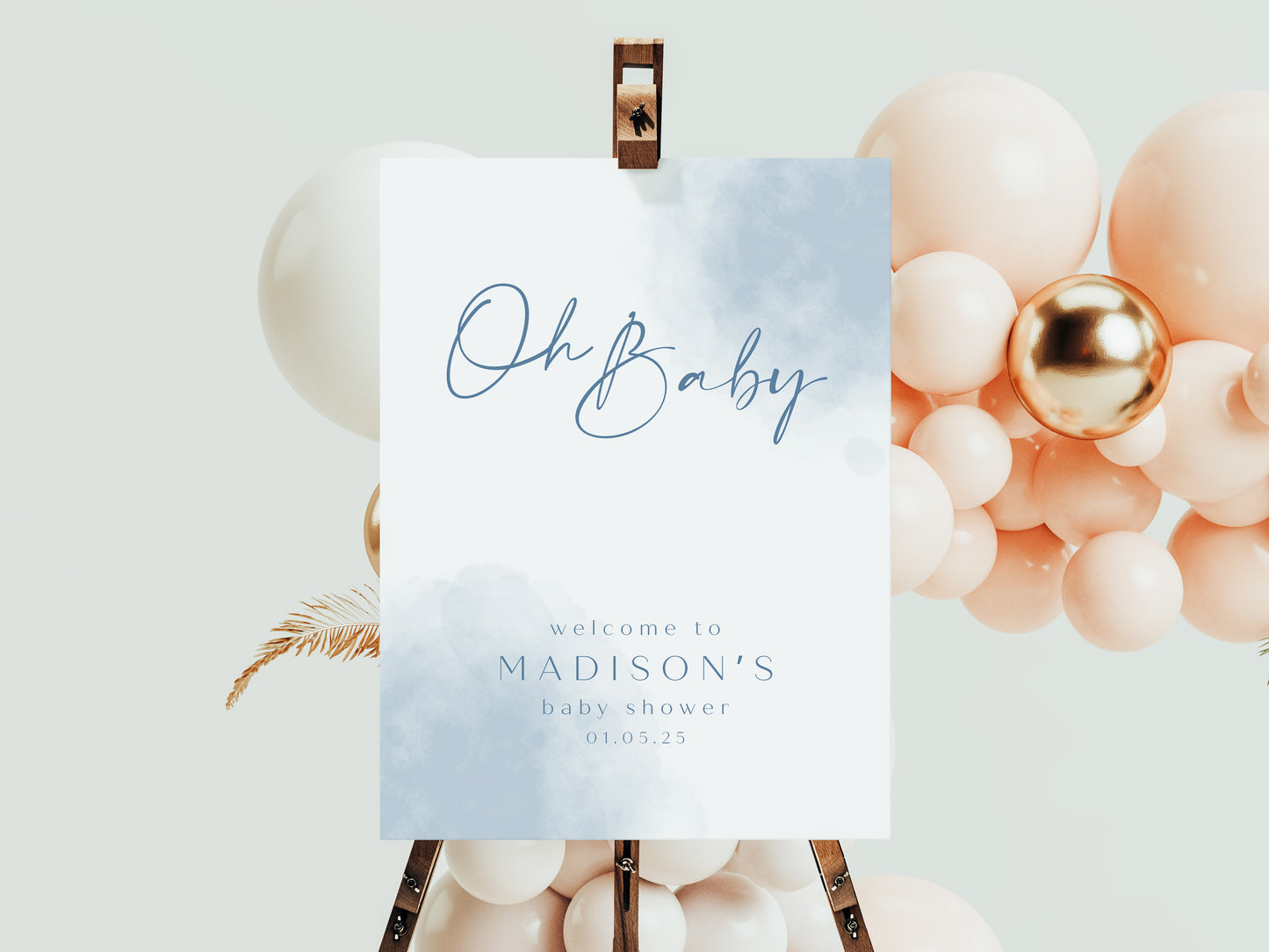 Oh Baby Baby Shower Welcome Sign - Blue