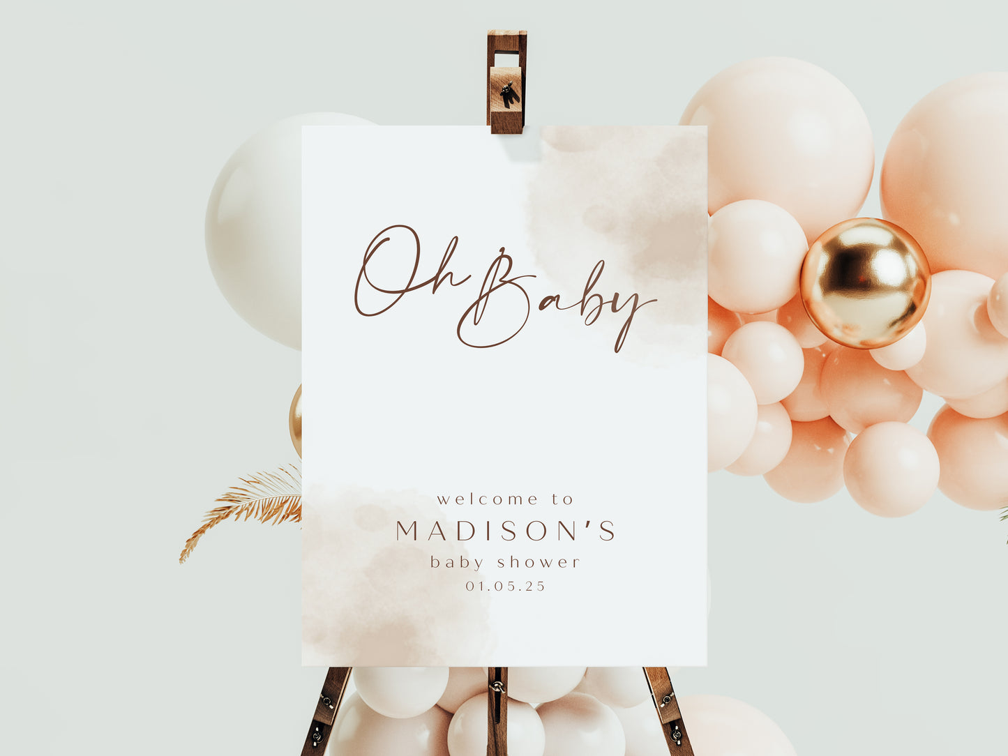 Oh Baby Baby Shower Welcome Sign - Nude