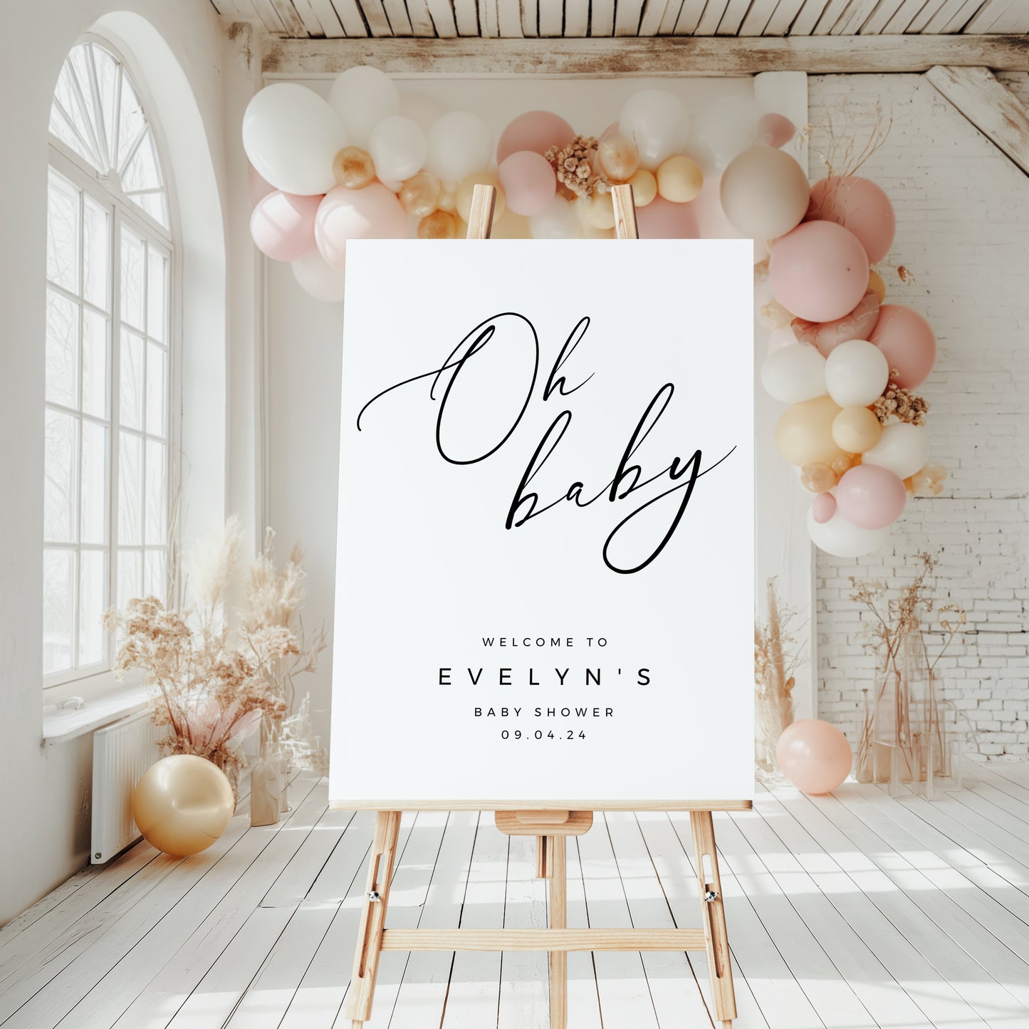 Oh Baby Welcome Sign - White