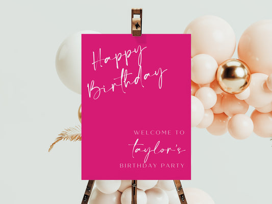 Hot Pink Birthday Welcome Birthday Sign