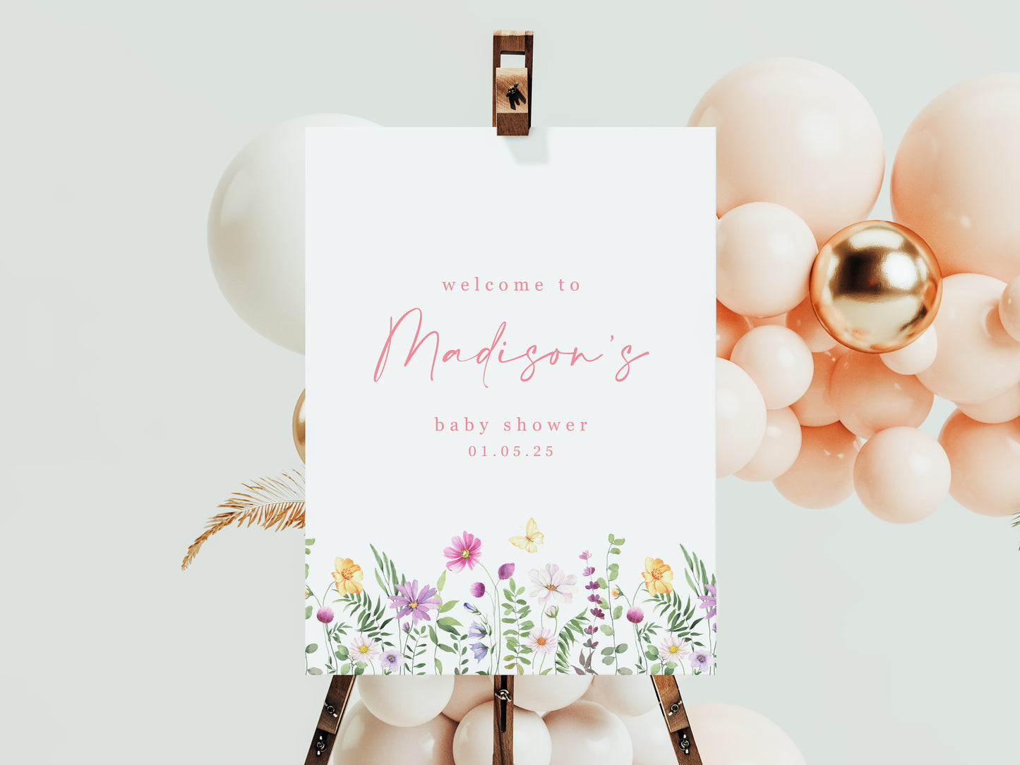 Wildflower Baby Shower Welcome Sign